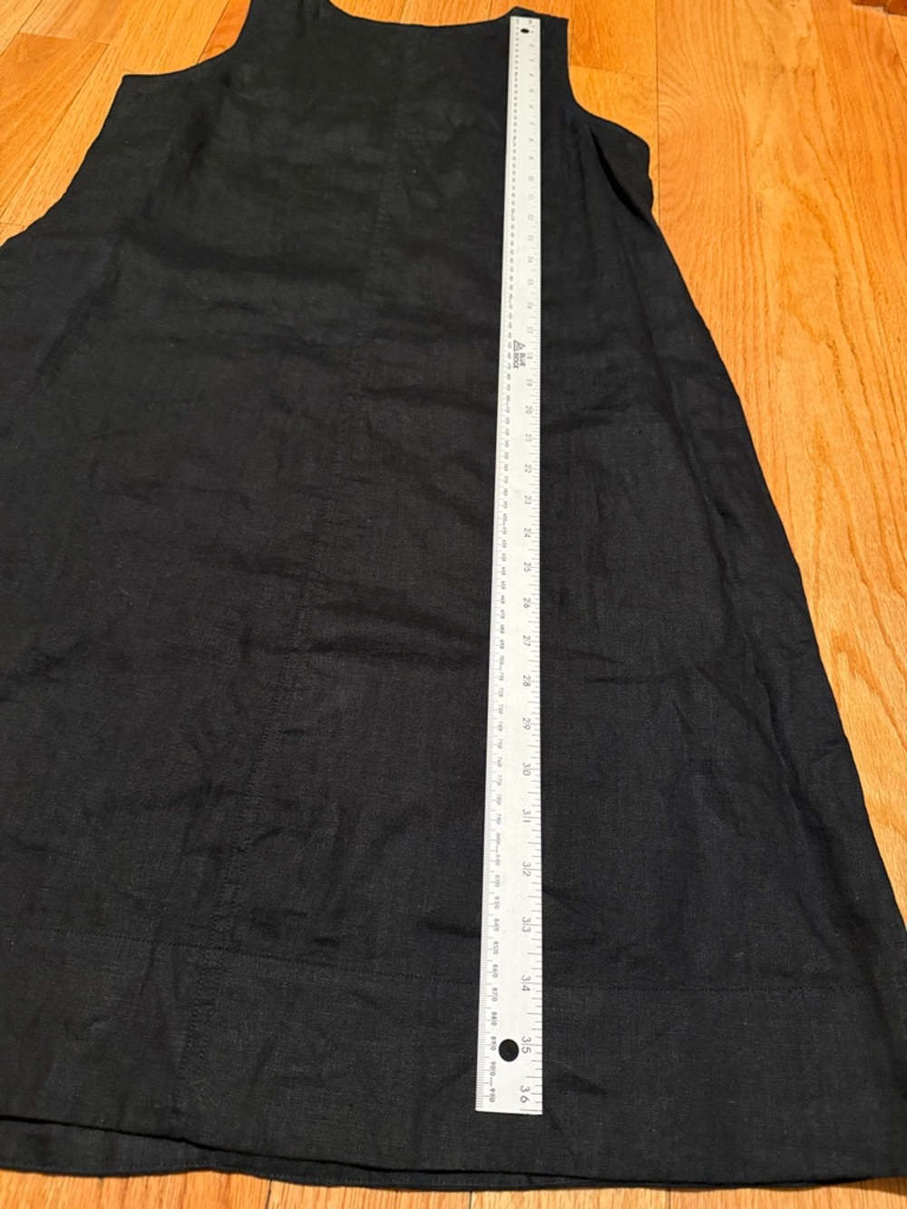 J. Jill Black Sleeveless 100% Linen Shift Mini Dress with Pockets Size Small - Picture 7 of 11